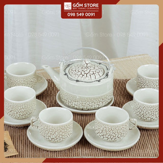 Bộ ấm chén bát tràng ấm chén uống trà men rạn