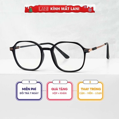 Gọng kính cận đa giác viền nhựa càng kim loại thời trang LANI 2053 - Lắp mắt cận có độ theo yêu cầu