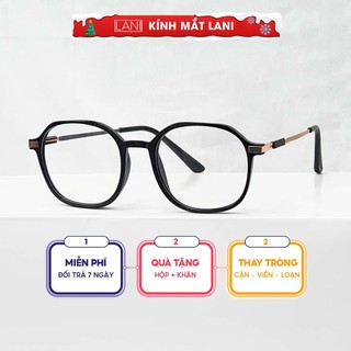 Gọng kính cận đa giác viền nhựa càng kim loại thời trang LANI 2053 - Lắp mắt cận có độ theo yêu cầu