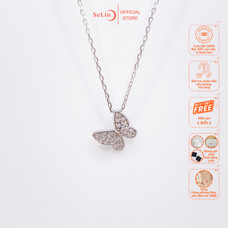 Vòng cổ bạc dây chuyền bạc nữ 925 SELIN JEWELRY hình hồ điệp đính đá lấp lánh sang trọng