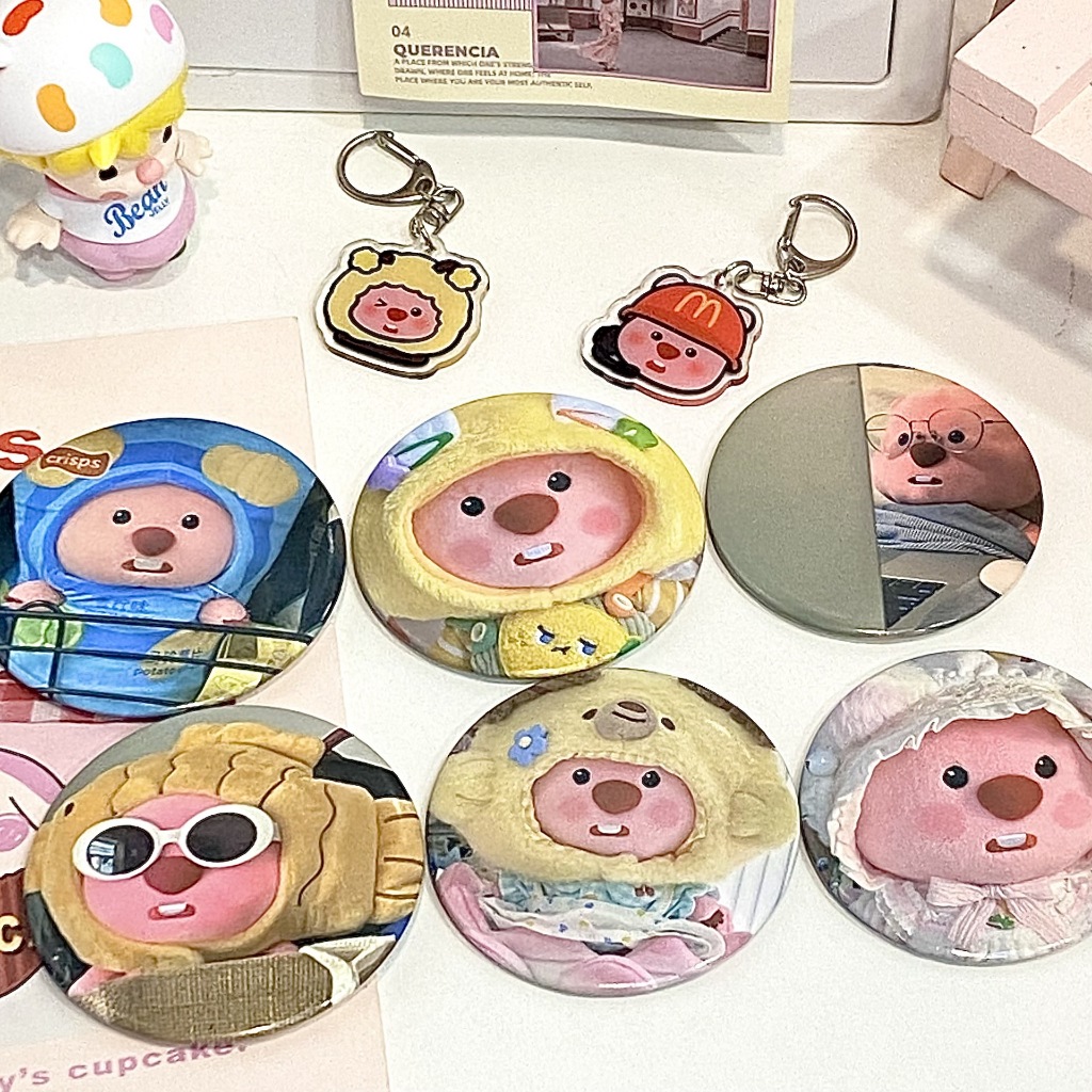 Gương Mini Bỏ Túi Họa Tiết Hoạt Hình Loopy Hồng Đáng Yêu