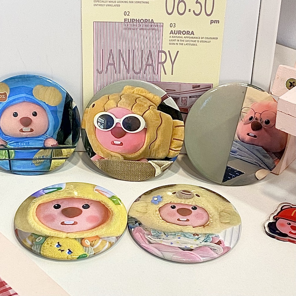 Gương Mini Bỏ Túi Họa Tiết Hoạt Hình Loopy Hồng Đáng Yêu