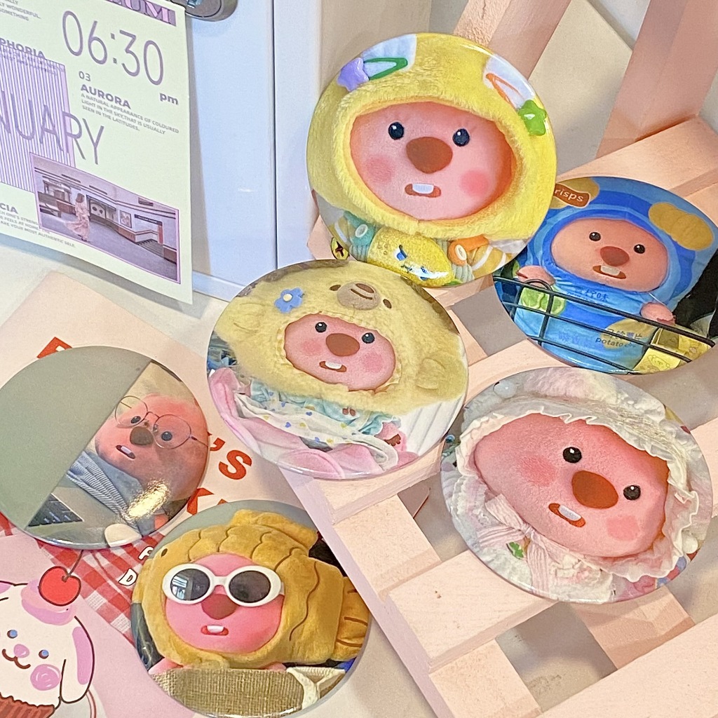 Gương Mini Bỏ Túi Họa Tiết Hoạt Hình Loopy Hồng Đáng Yêu