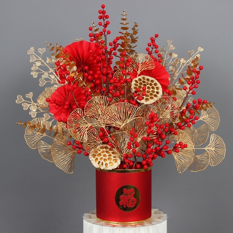 Cành Lá Dẻ Quạt Vàng Kim,Cành Lá Táo,Cành Đĩnh Tiền. Trang Trí Decor Tài Lộc,Tiền Tài Vận may