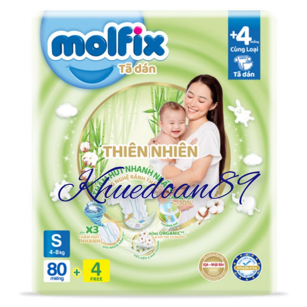 Tã/bỉm dán molfix thiên nhiên size S80+4