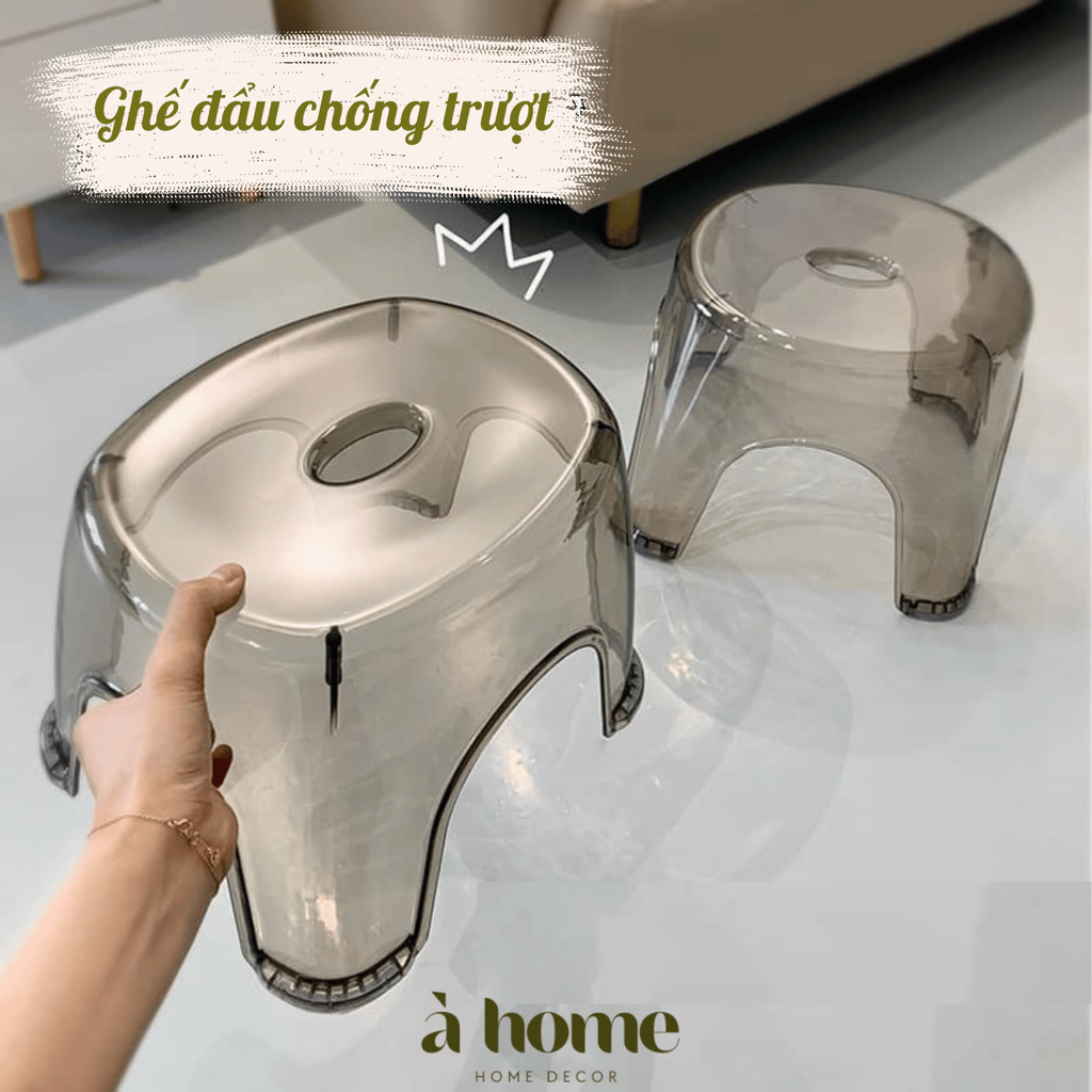 Ghế Đẩu Nhựa Acrylic Trong Suốt - Ghế Đẩu Chống Trượt Phòng Tắm