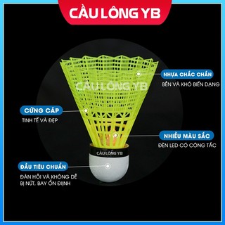 Bộ luyện tập cầu lông tại nhà có đèn phát sáng - Cầu lông nhựa có đèn, cầu lông nhựa phát sáng điều chỉnh tắt bật