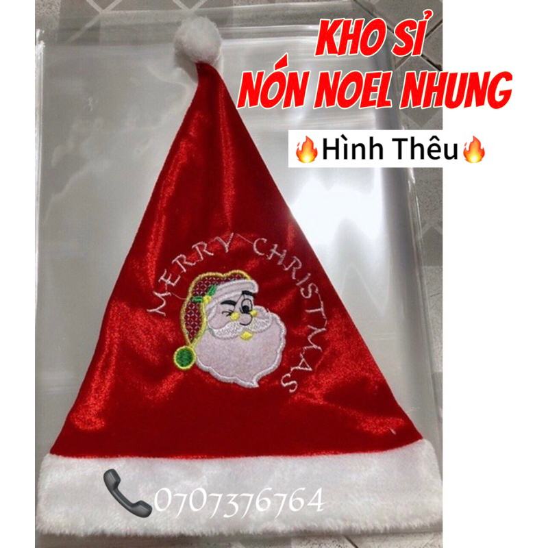 Kho Sỉ NÓN NOEL NHUNG THÊU CAO CẤP CHO BÉ,LOẠI 1