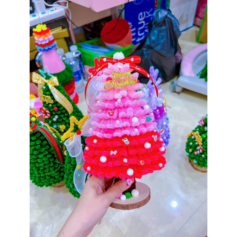 Cây thông kẽm nhung làm sẵn size 35cm handmade