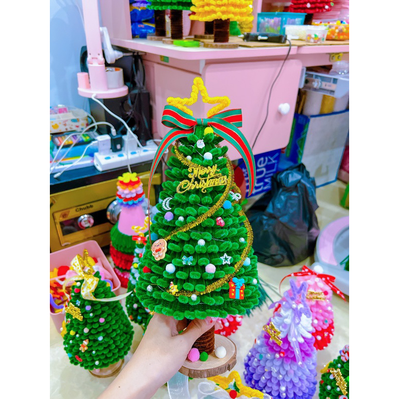 Cây thông kẽm nhung làm sẵn size 35cm handmade