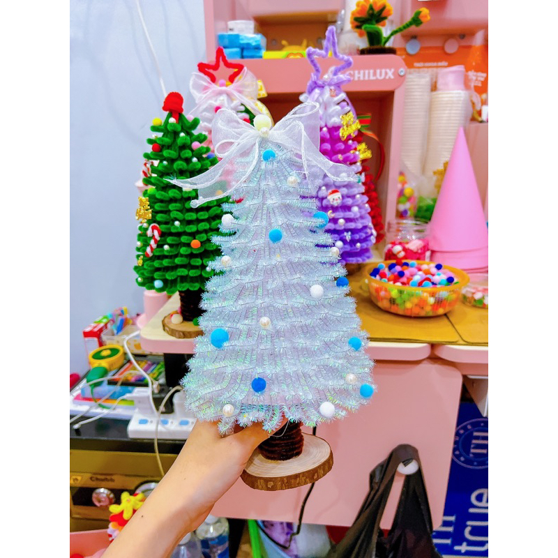 Cây thông kẽm nhung làm sẵn size 35cm handmade