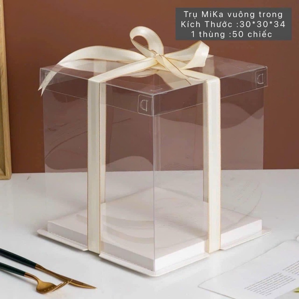 Trụ mica tròn trong suốt làm quà tết-kích thước cao 35cm rộng 30cm