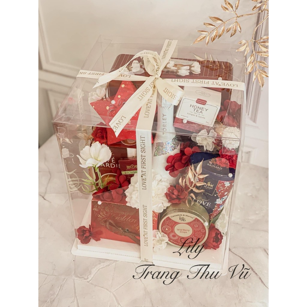 Trụ mica tròn trong suốt làm quà tết-kích thước cao 35cm rộng 30cm