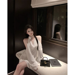 Váy voan trắng có nơ điệu hở vai,váy HANNY