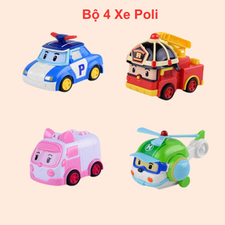 Xe poli đồ chơi xe poli chạy đà gồm 4 chiếc thiết kế dễ thương màu sắc tươi tắn