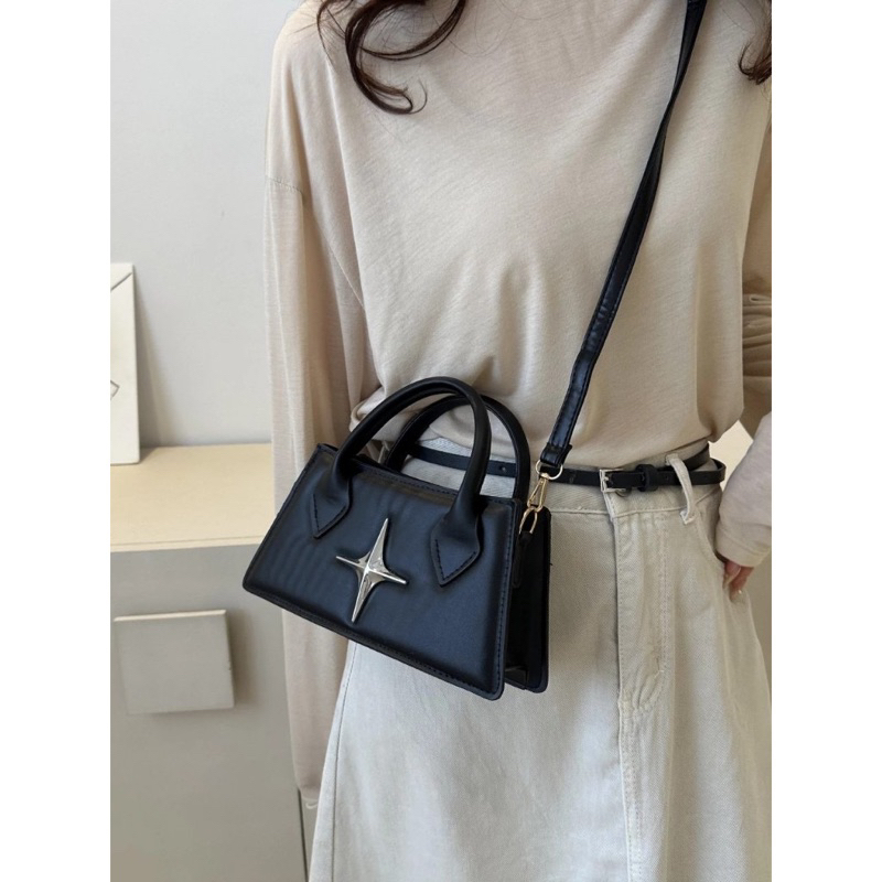 Túi Xách Nữ Đeo Chéo Túi Cầm Tay 2 Quai Basic Phối Ngôi Sao Phong Cách Hàn Quốc QG Store