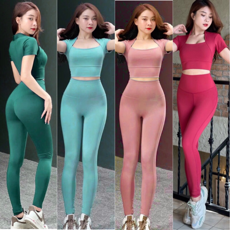 Quần áo tập gym aerobic yoga sẵn mút