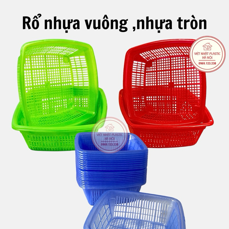 [Giá sỉ] Rổ nhựa vuông ,nhựa tròn Việt Nhật (MS:3295) (MS:3291), rổ đựng rau sống, rổ mini Việt Nhật