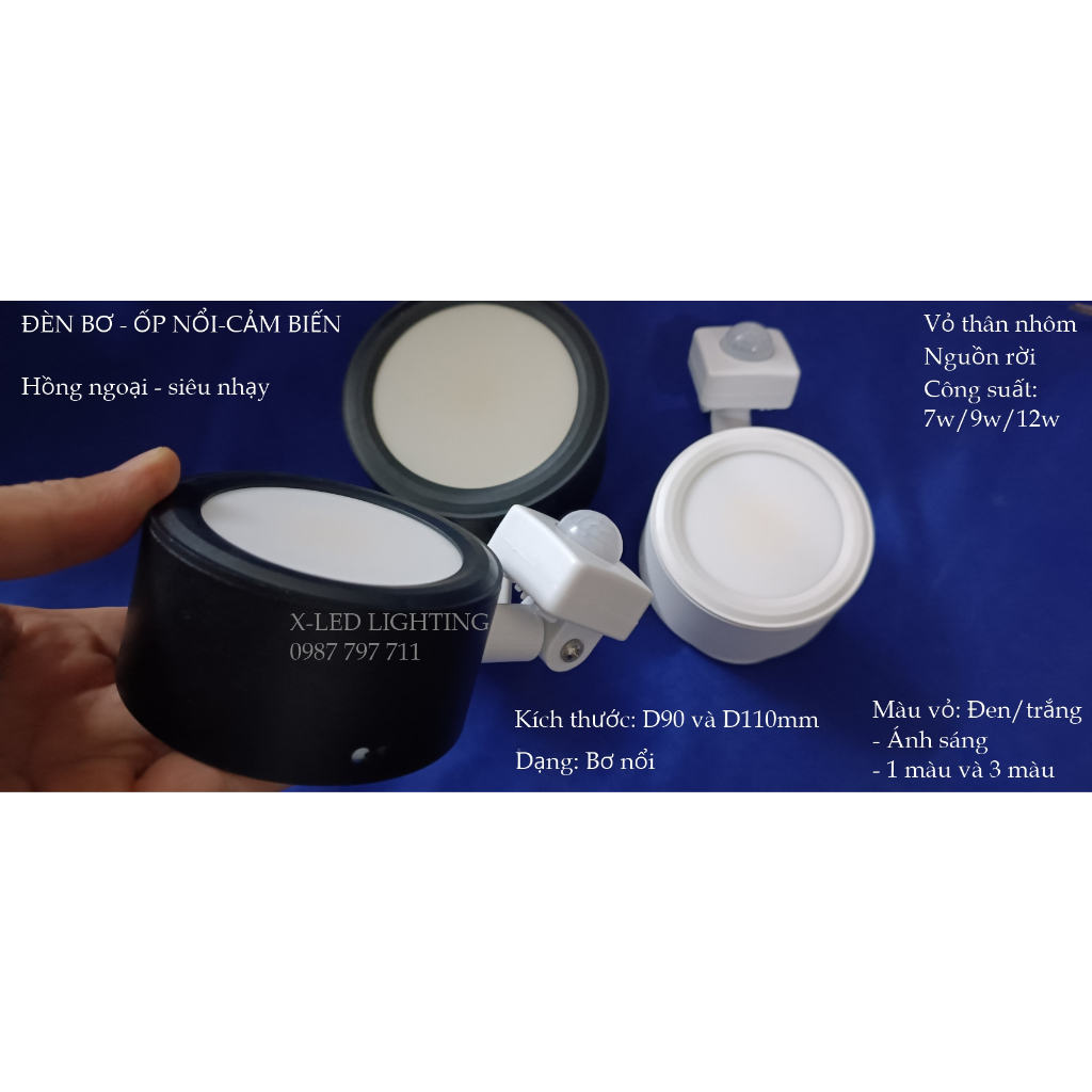 Đèn cảm biến hồng ngoại, đèn cảm ứng thông minh - bơ tròn - 7w, 9w,12w
