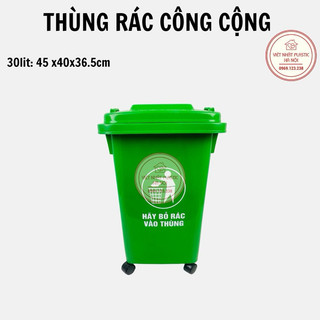 Thùng rác nhựa 30 lít - Xanh, Vàng và Cam, thùng rác gia đình, thùng rác công cộng có bánh xe 30L