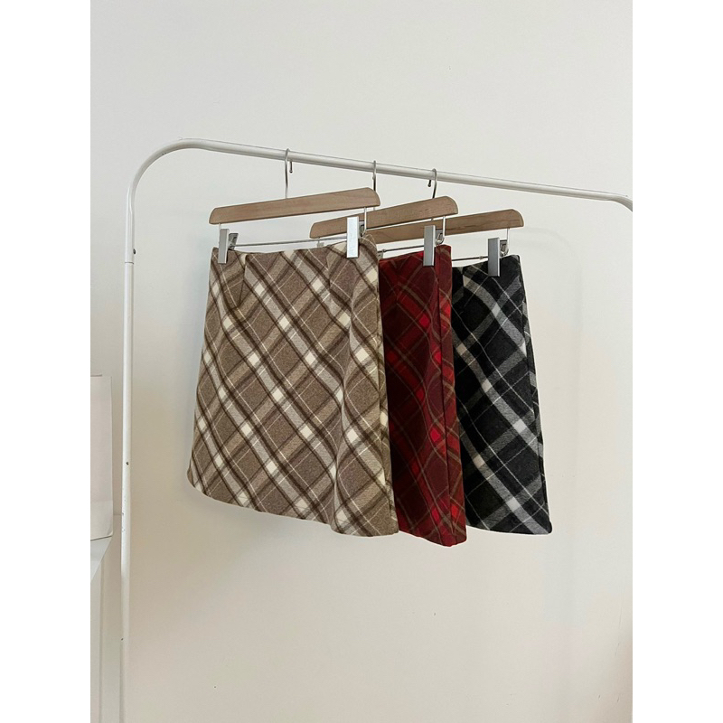 Chân váy dạ kẻ mới chữ A Quảng Châu