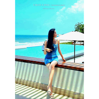 ĐẦM JEANS 2 DÂY PHỐI NƠ NGỰC