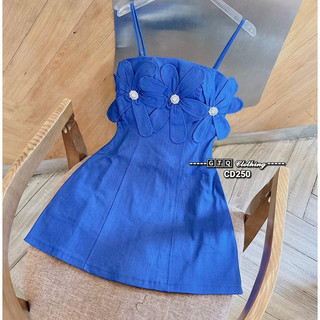 ĐẦM JEANS 2 DÂY PHỐI NƠ NGỰC