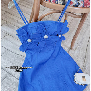 ĐẦM JEANS 2 DÂY PHỐI NƠ NGỰC