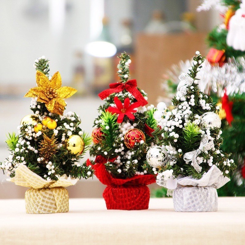 Cây thông Noel mini 20cm để bàn trang trí decor quà tặng giáng sinh
