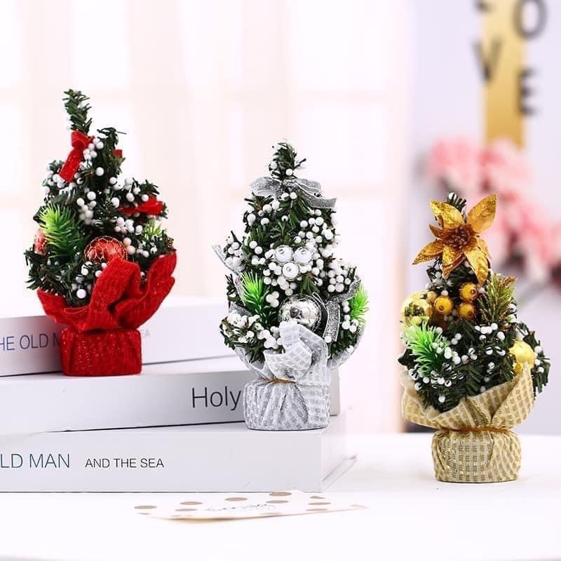 Cây thông Noel mini 20cm để bàn trang trí decor quà tặng giáng sinh