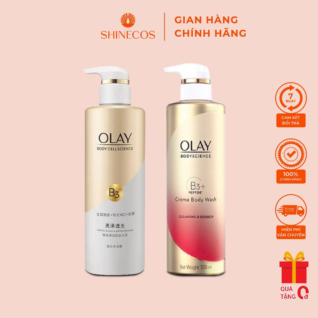 Sữa Tắm OLAY B3+Vitamin C 500ml Dưỡng Trắng Da, Cấp Ẩm Và Đàn Hồi Cho Da SHINECOS
