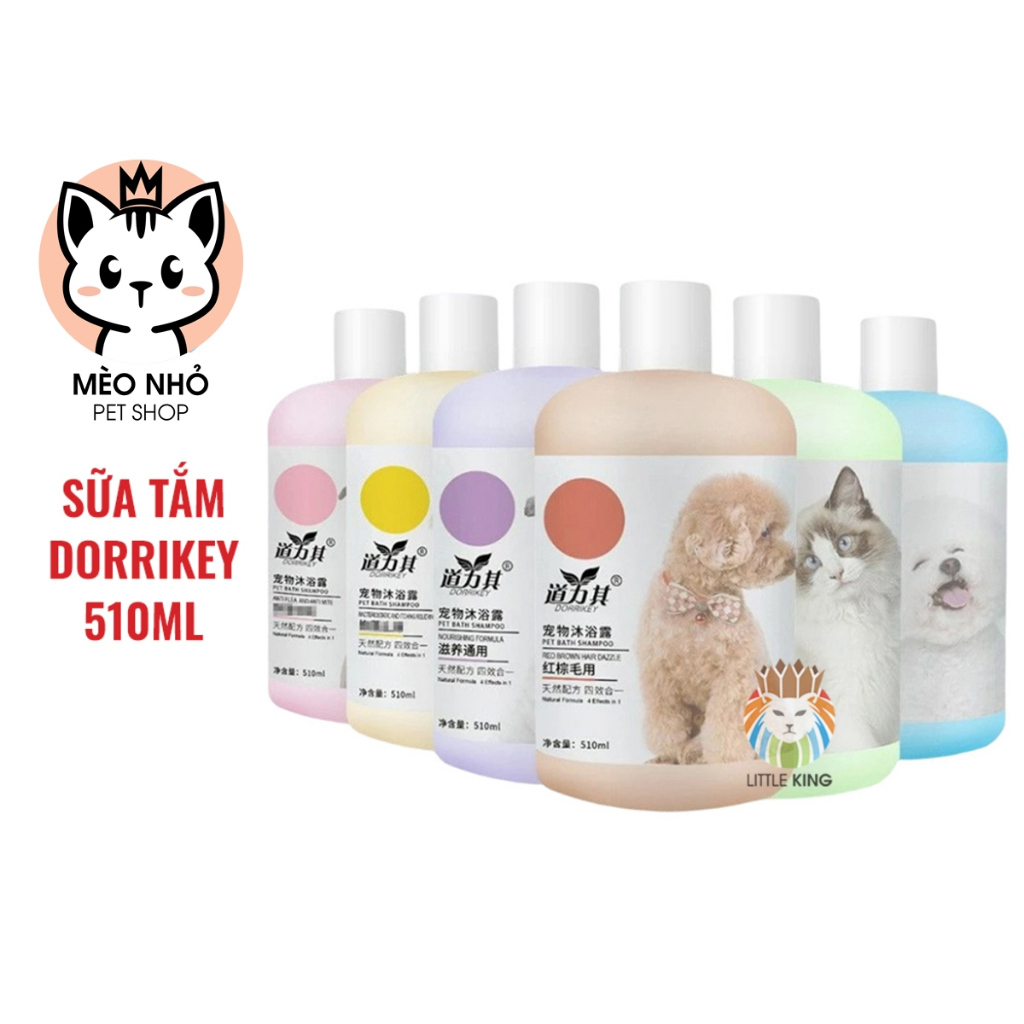 Sữa tắm cho chó mèo 💛 Dorrikey 510ml 💛 sữa tắm trị ve rận, nấm, ngứa, viêm da, khử mùi hôi, thơm lâu, mượt lông