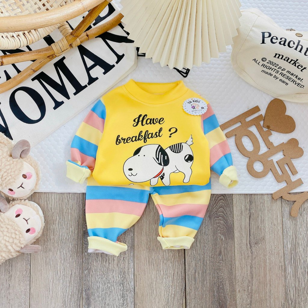 Đồ bộ bé trai , đồ bộ bé gái chất nỉ bông siêu ấm cho bé từ 6kg đến 16kg