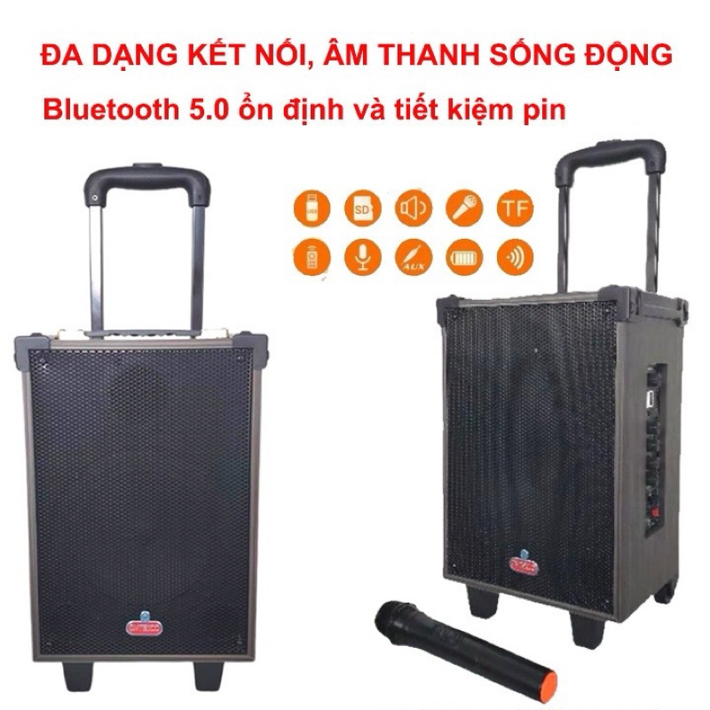 Loa Kéo bluetooth mini di động Kèm Mic Hát karaoke Không dây Cao cấp