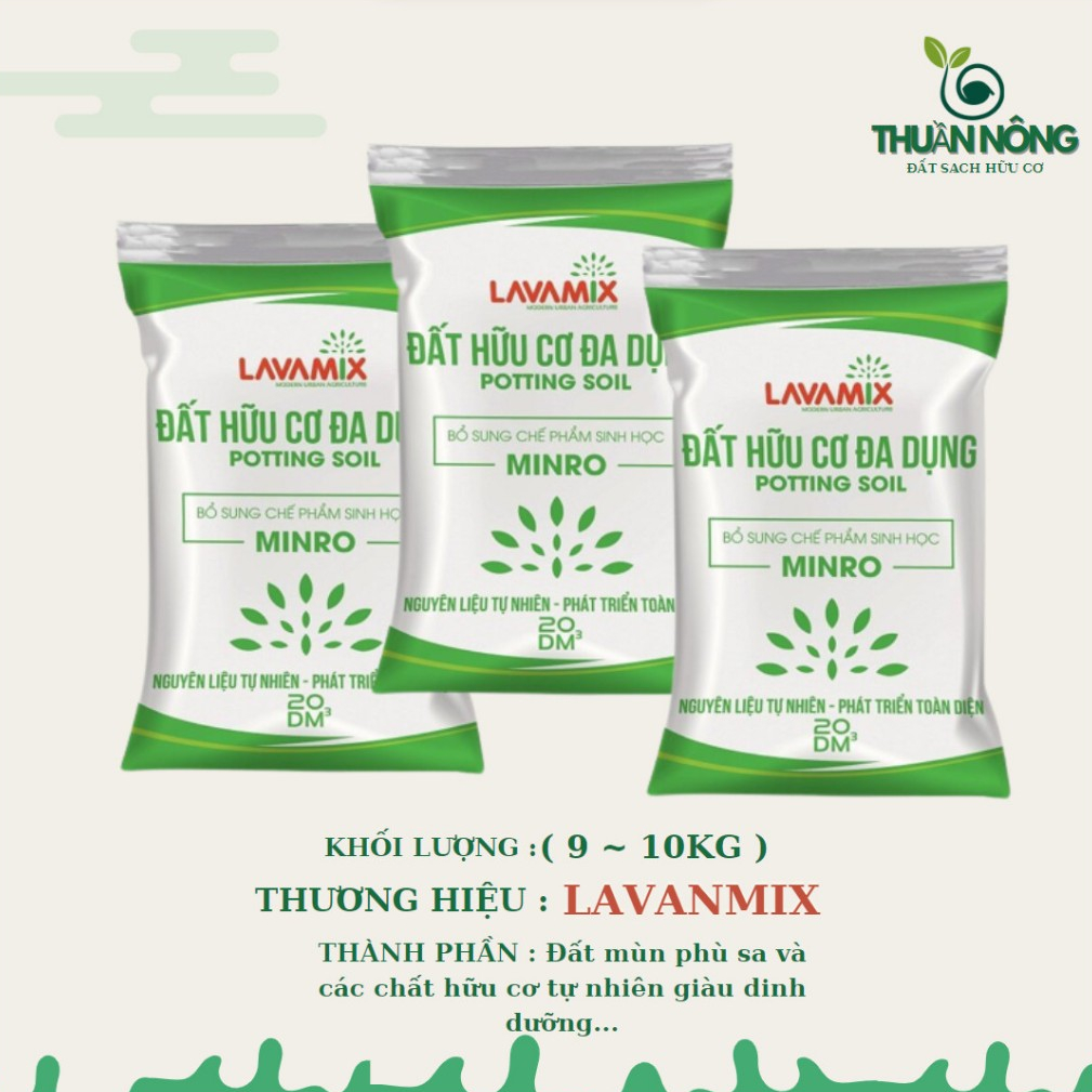 Đất sạch hữu cơ - LAVANMIX 10kg - đât sạch trong rau, đất trồng cay cảnh có sẵn chất dinh dương