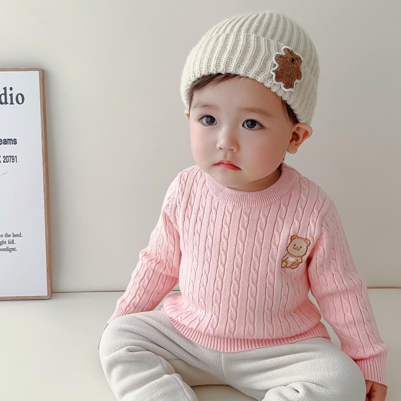 Áo len cho bé HK KIDS, áo len cổ tròn dài tay Quảng Châu chất len mềm mịn đanh lì size cho bé 0-3 tuổi (mã 8372)