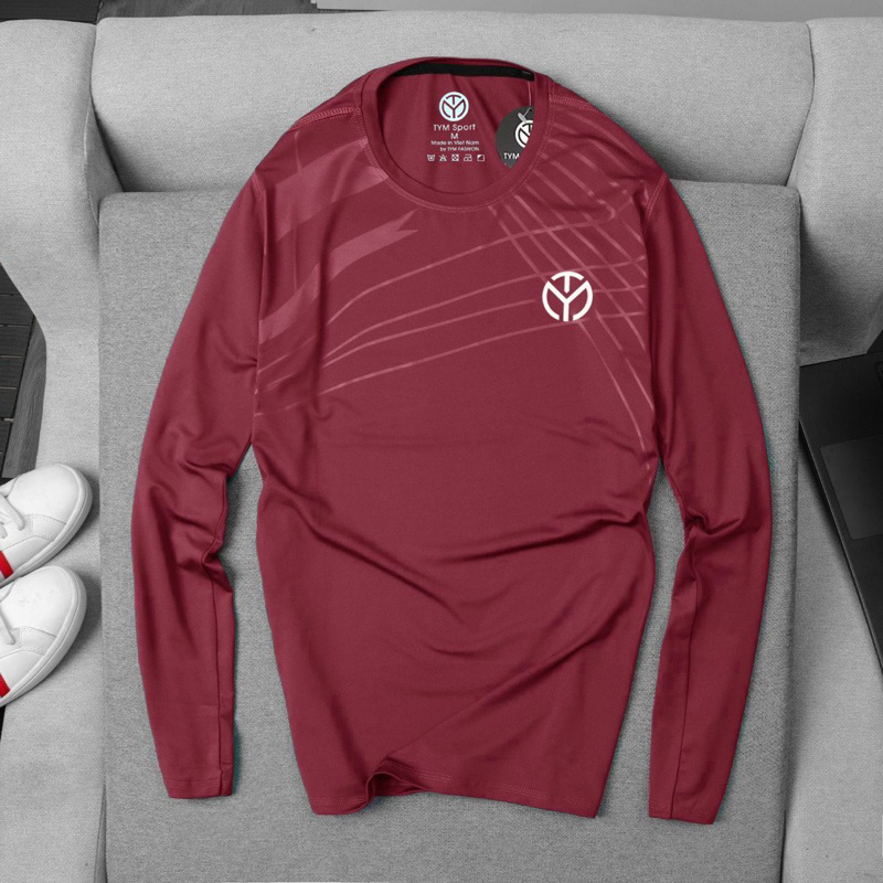 Áo thun tay dài Nam TYM dòng Basic có họa tiết vải Poly 4 chiều mềm mại, co dãn, thoáng mát  AMT004