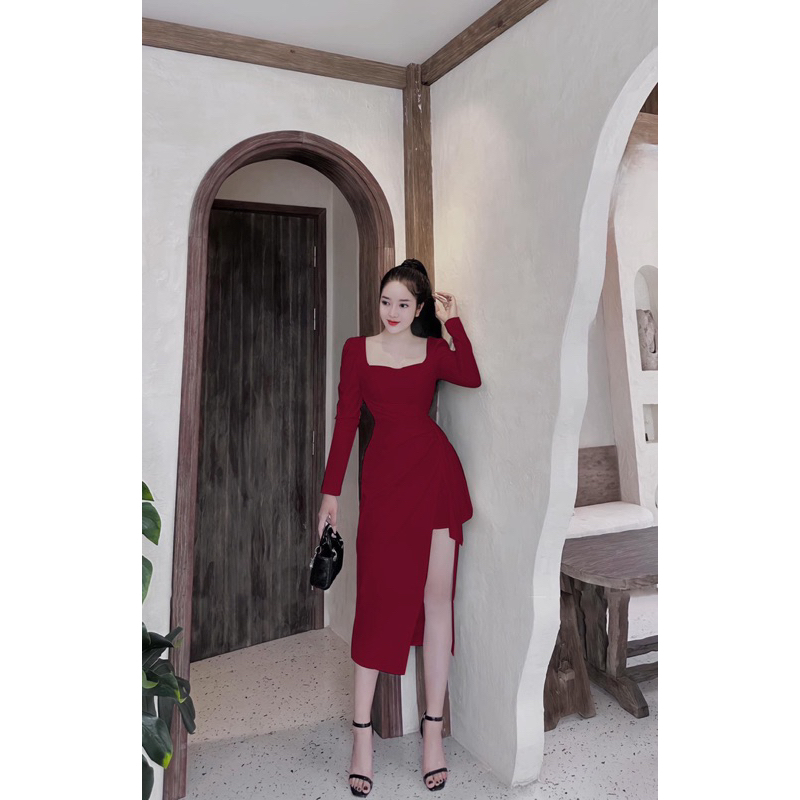 Bigsize Đầm thiết kế xẻ đùi đi tiệc hack dáng 55-95kg