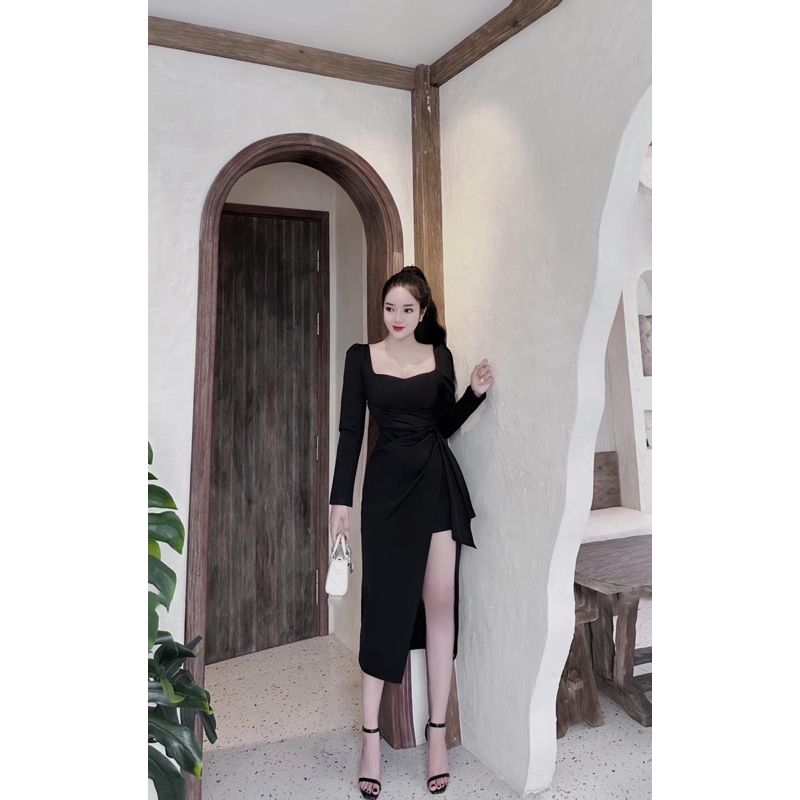 Bigsize Đầm thiết kế xẻ đùi đi tiệc hack dáng 55-95kg