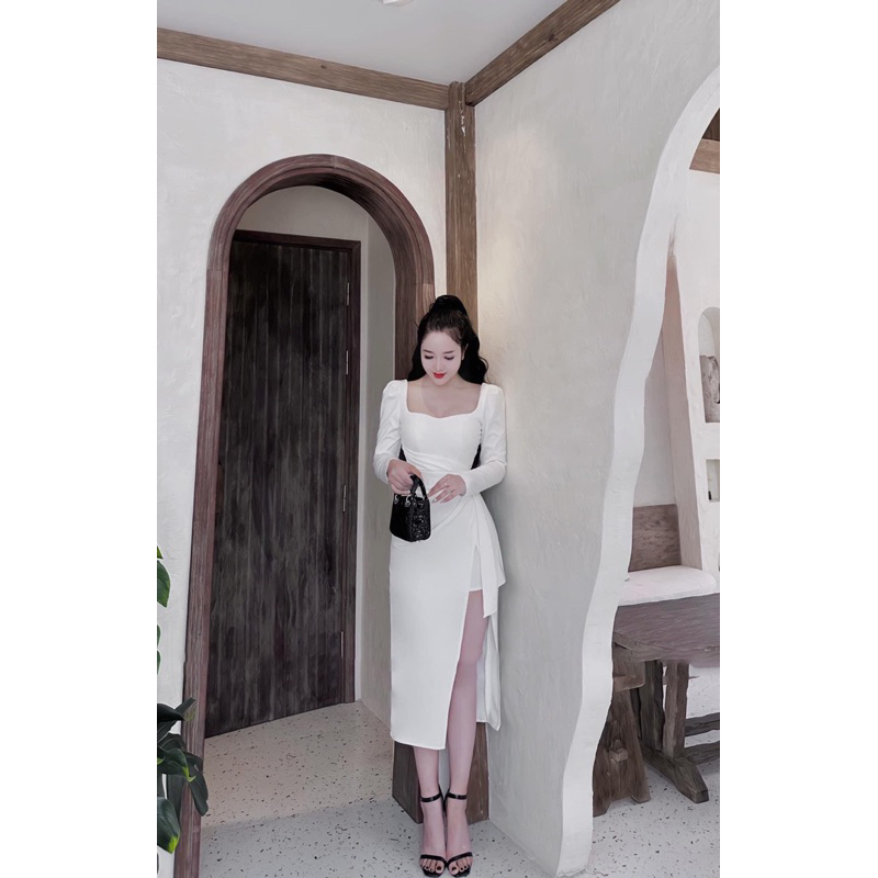 Bigsize Đầm thiết kế xẻ đùi đi tiệc hack dáng 55-95kg