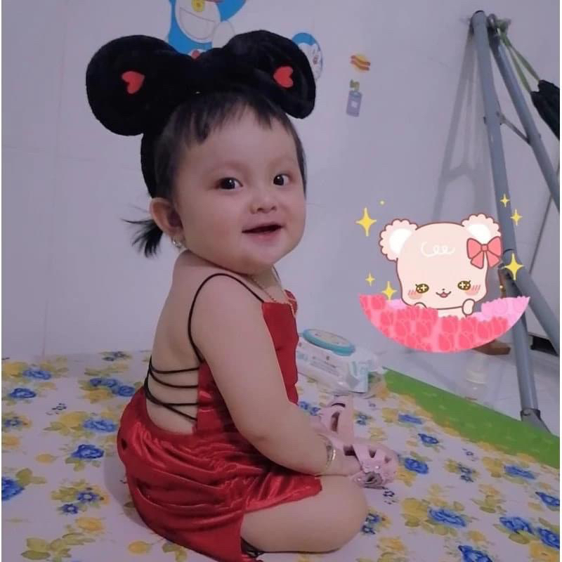 Body nhung dây cho bé gái