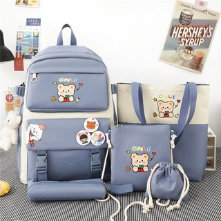 Set balo 4 món đi học đủ bộ Gấu CMLI dễ thương mang đi chơi đi học