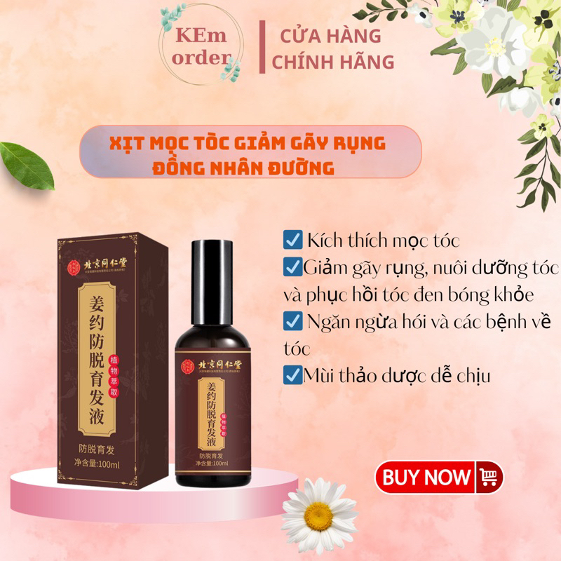 Xịt Mọc Tóc Giảm Gãy Rụng Ngăn Hói -Nuôi Dưỡng Phục Hồi Tóc Đồng Nhân Đường 100ml