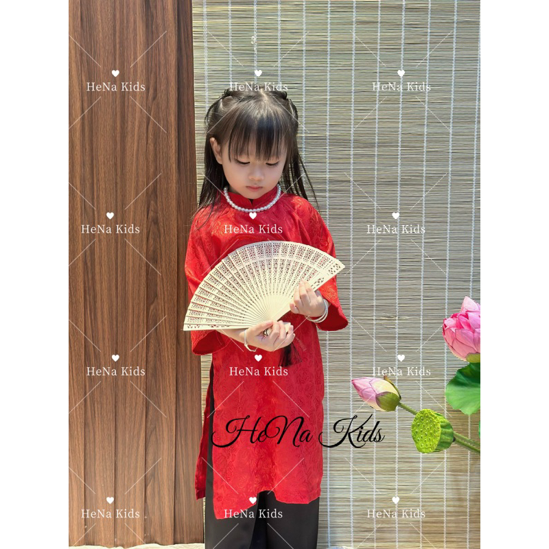 Áo Dài Bé Gái Vải Gấm Cao Cấp Kèm Quần Lụa