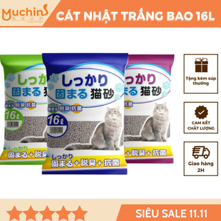   HỎA TỐC   TẢI 3 BAO  Cát Nhật Trắng 16L Xuất Sứ Nhật Bản - Cát Vệ Sinh Cho Mèo Đất Sét Vón Khử Mùi Tốt | Muchinshop 