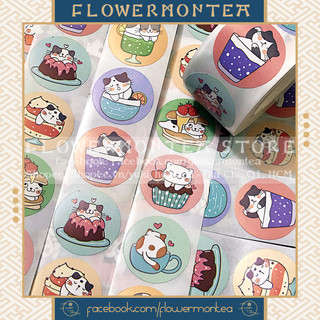(02) Set 90 Sticker Tròn - Mèo Meow