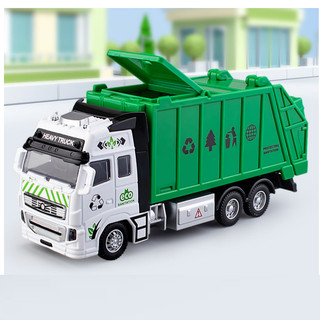 Mô hình xe chở rác đồ chơi trẻ em tỉ lệ 1:38 chạy cót đầu xe bằng kim loại