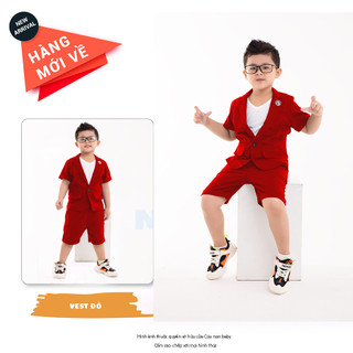 [Ảnh Thật] Bộ Vest Cho Bé Trai Sang Chảnh + Tặng kèm áo thun bên trong (trị giá 69k) - Đỏ