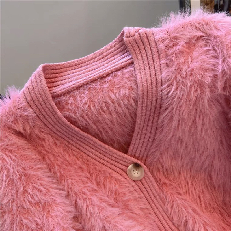 Áo len croptop lông thỏ mịn phong cách Hàn Quốc