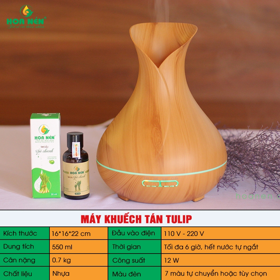 MÁY KHUẾCH TÁN TULIP Tự Tắt Khi Hết Nước Phun Sương Tạo Ẩm Phù Hợp Phòng Diện Tích 30M DUNG TÍCH 550ML